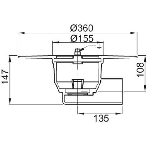 ACO Bodenablauf Passavant DN70 1,5 Grad/1,6/s/Klebefl./ohne WS/epoxiert, 5170.80.20