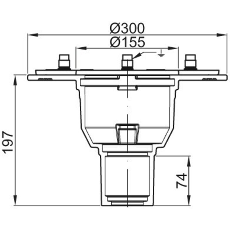 ACO Passavant Bodenablauf, DN70, Gusseisen, mit Pressdichtungsflansch