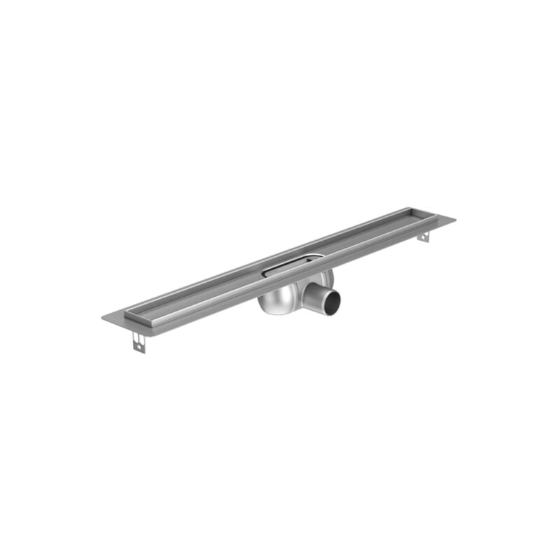 ACO - ShowerDrain c caniveau de douche en inox avec flasque de sol, grille noire 70mm de large, siphon 50mm, 885mm de profondeur d'encastrement 92mm