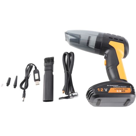 ACOGEDO Aspirapolvere multifunzione ricaricabile senza fili ad alta potenza per auto, gonfiatore per pneumatici con display digitale, tester di pressione pneumatici con luce, 4 in 1 (GIALLO)