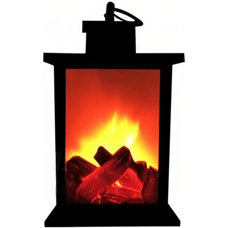 Acogedora lámpara de chimenea con luz LED con efecto de llama realista para uso en interiores y exteriores - Mango para decoración de mesa navideña, fiesta en casa