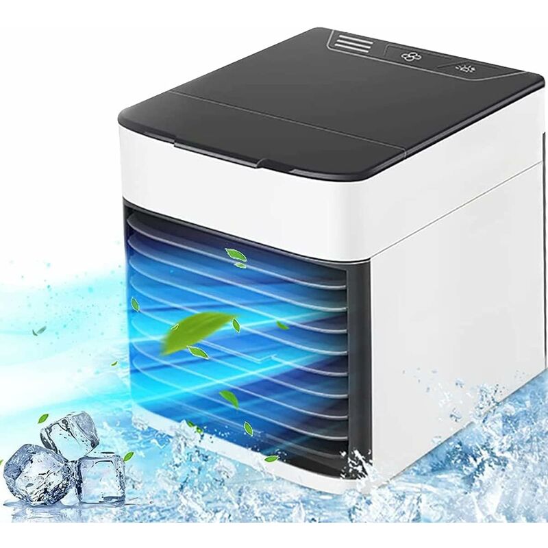 

Acondicionador de aire portátil silencioso. Enfriador de aire para el verano. Mini ventilador de escritorio portátil con carga USB.