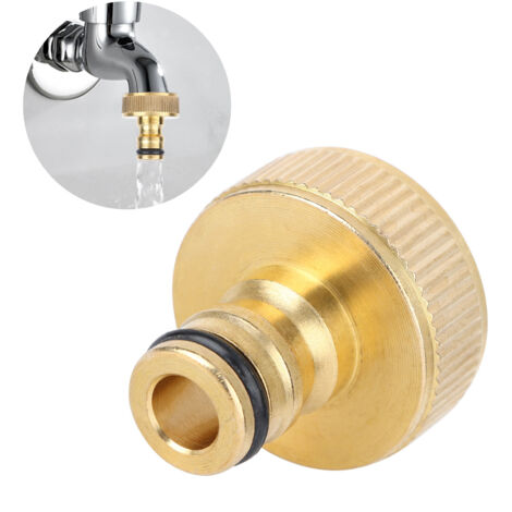 [Acoplamientos rápidos] Modelo G1 con rosca interna para mangueras de agua, conector adaptable para el hogar y el jardín, material de latón robusto, color dorado, diámetro 3,5 cm / 1,4 pulgadas