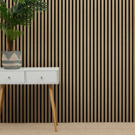WILKINS BUILDING MATERIALS Acoustic Slatted Wall Panel Decorative Slat 3D - Oak Natural