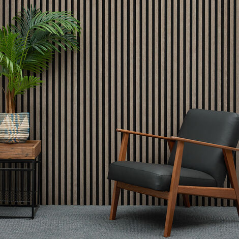 WILKINS BUILDING MATERIALS Acoustic Slatted Wall Panel Decorative Slat 3D - Walnut Dark Oak