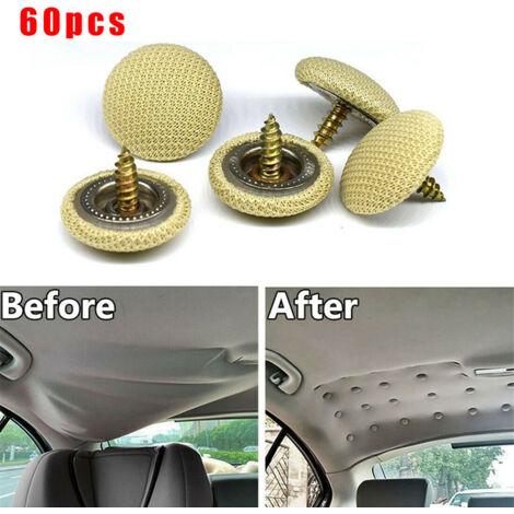 Acouto 60pcs Réparation de Toit de la Voiture Rivets Sagging Headliner Fix Réparation Pins Snap Rivets Responsie du Toit (Beige)