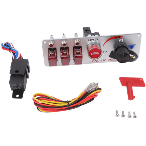 Acouto Panneau D'interrupteur D'allumage à Bascule à LED 12V, Bouton de Démarrage Multifonctionnel pour la Voiture de Course, Camion RV (rouge).