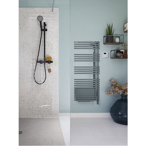 Acova – Sèche-serviettes eau chaude soufflant 1450mm 672W + 1000W – Design asymétrique avec soufflant intégré – LNRT145050IFS