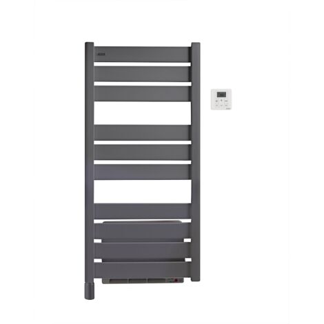 Acova – Sèche-serviettes électrique soufflant 500W + 1000W – Design tubes plats gris anthracite – Programmation hebdomadaire – IP24 pour pièces humides