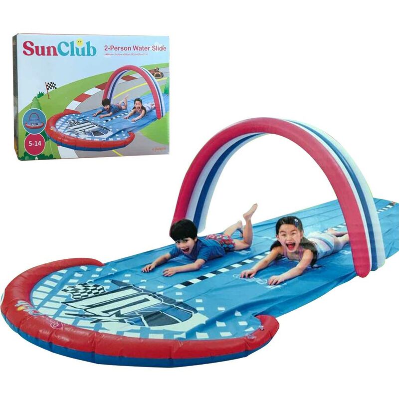 Acqua Scivolo Ferroviario Doppio Bambini 488cm Gioco Esterno Giardino Piscina