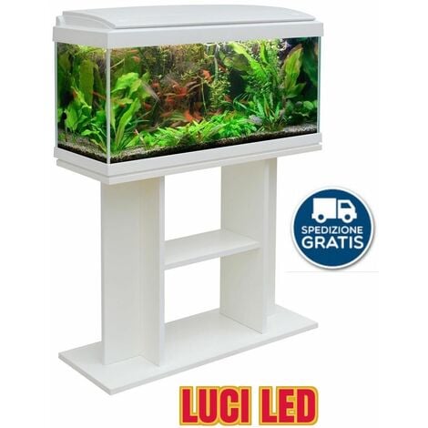 Acquario Mondolife 100 (100x30), Acquario in vetro completo di coperchio  plastico, sistema di illuminazione