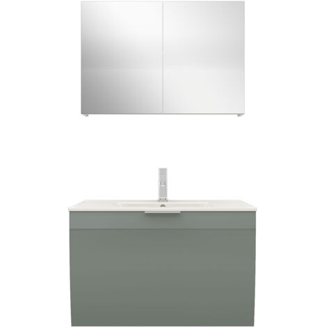 AcquaVapore Badmöbel Set Gently 1 V1 Weiß/Grau MDF Waschtisch 80cm ohne LED Beleuchtung
