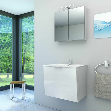 AcquaVapore Badmöbel Set Gently 1 V1 Weiß MDF Waschtisch 60cm  NEIN ohne LED-Beleuchtung
