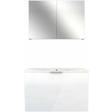 AcquaVapore Badmöbel Set Gently 1 V1 Weiß MDF Waschtisch 80cm  NEIN ohne LED-Beleuchtung