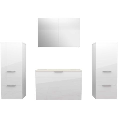 AcquaVapore Badmöbel Set Gently 1 V3 Weiß MDF Waschtisch 80cm ohne LED Beleuchtung