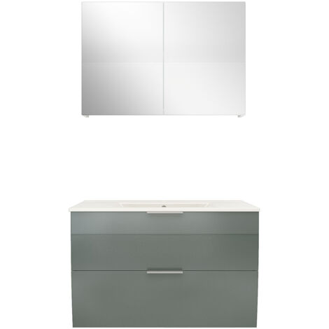 AcquaVapore Badmöbel Set Gently 2 V1 Weiß/Grau MDF Waschtisch 80cm ohne LED Beleuchtung