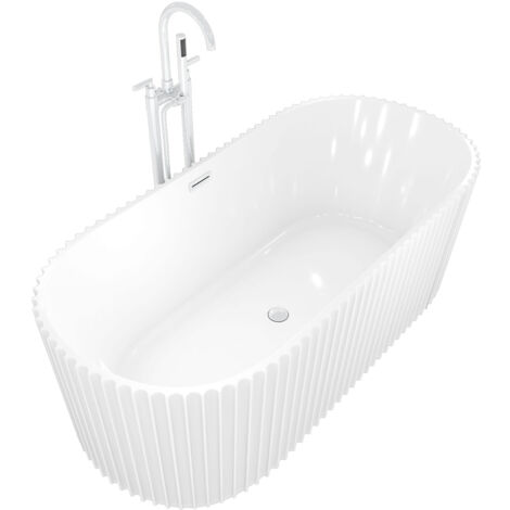 AcquaVapore freistehende Badewanne Wanne Acryl F08 170x80cm mit Armatur AF03