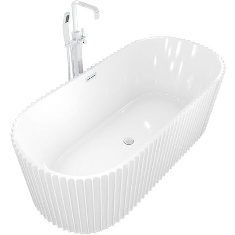 AcquaVapore freistehende Badewanne Wanne Acryl F08 170x80cm mit Armatur AF05