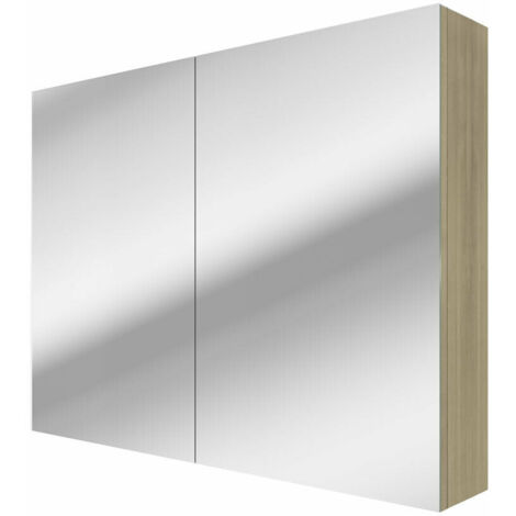 AcquaVapore Spiegelschrank, Badspiegel, Badezimmer Spiegel City 100cm braun Eiche NEIN ohne LED-Beleuchtung