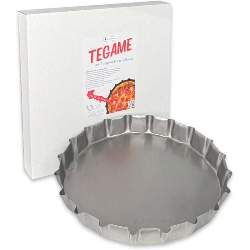 Acquaverde - Moule en acier pour la véritable Focaccia Barese, Pizza et Calzone, Rond ø 20 cm - Plat de cuisson pour la cuisine traditionnelle des