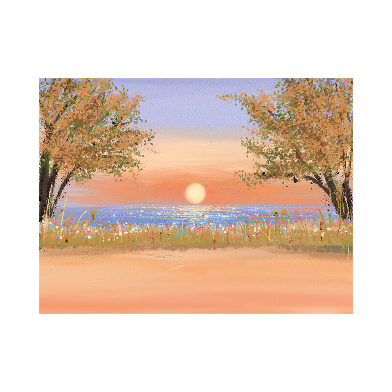 Acquerello del tramonto del mare, vento nordico