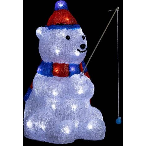 Acrílico iluminado oso de pesca 40 LED H.39cm al aire libre - Feeric lights & christmas