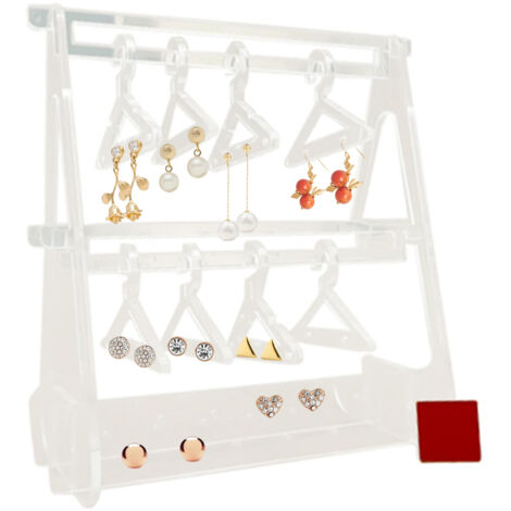 Acryl-Ohrringständer für den Schreibtisch – JINFGERNE – Doppellagig mit 8 kostenlosen Aufhängern, ideal für die elegante und praktische Aufbewahrung von Schmuck.