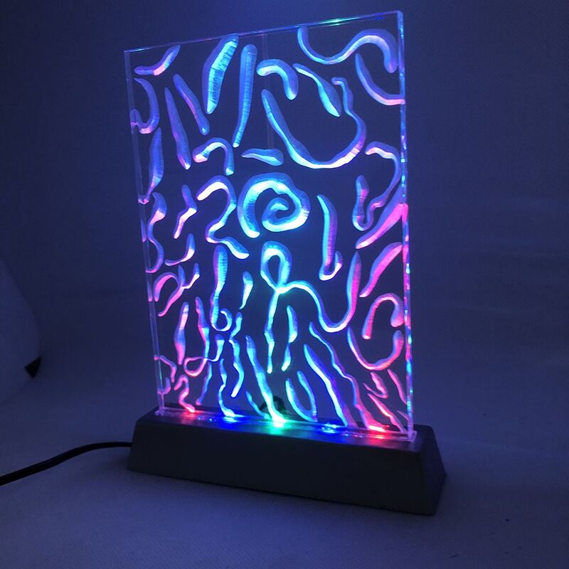 Image of Acryl Plate - lampada da tavolo led decorativa deco led piatto luminoso 3D Fantasia b