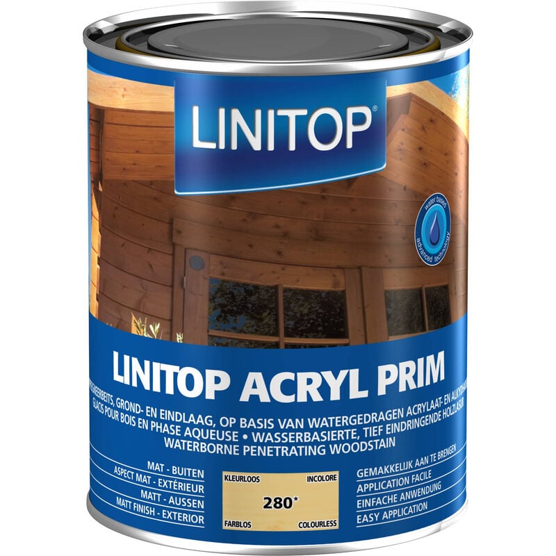 Lasure d'imprégnation pour bois en phase aqueuse linitop acryl prim Chêne Foncé (li288) 5 litres