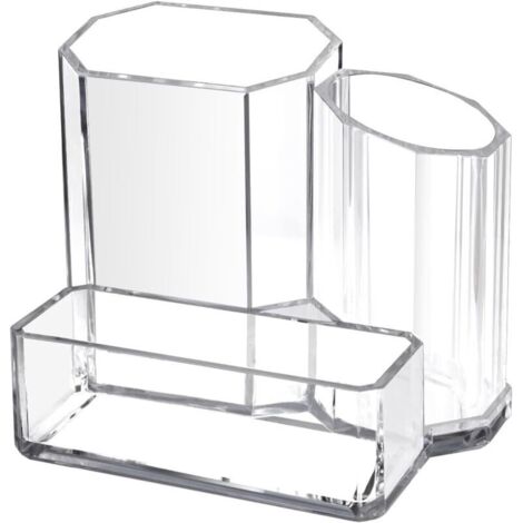 Acryl-Stiftehalter für Schreibtisch, Stiftehalter, Aufbewahrung für Accessoires und Make-up mit 3 Fächern, Organizer für Schule und Zuhause