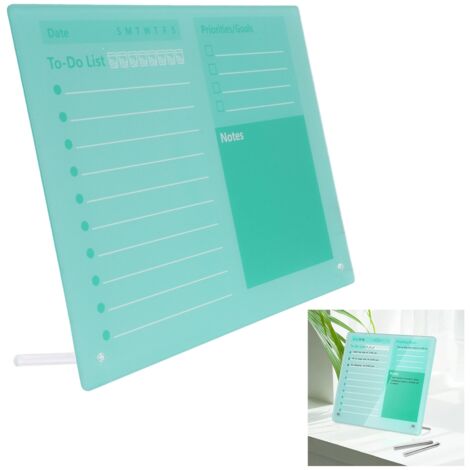 Acryl-Tischkalender mit 2 abwischbaren Tafeln, 40 x 30 cm, Grün, für Büro, Zuhause, Schule