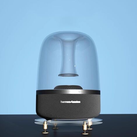 Acryl-Tischlautsprecherhalterung, passend für Harman Kardon Aura Studio 3, Aura Studio 4 und Soundsticks 4 Bluetooth-Lautsprecher (Transparent, Gelb) – 1 Stück