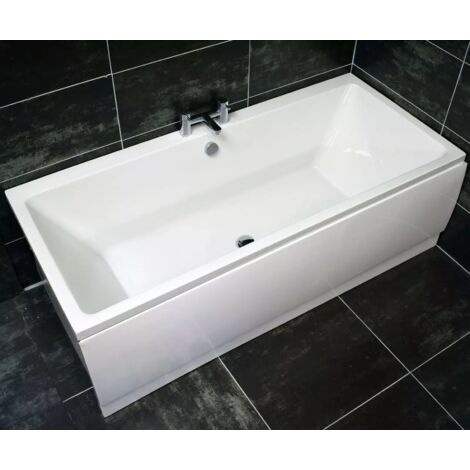 Acrylic Bath Thin Rim 1700mm x 700mm Double Ended White Modern Style Simi, With Front & End Panel