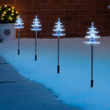Christmas Tree Path Lights Outdoor Garden Battery Operated With Timer 4 x 45cm