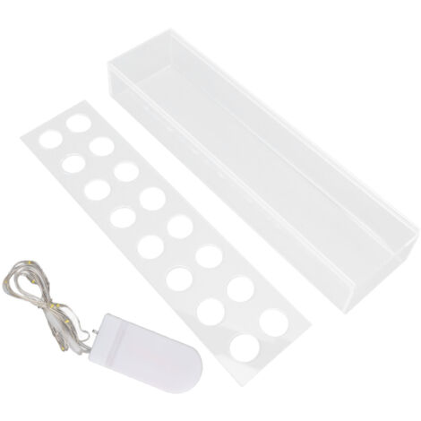 Acrylic Flower Vase Rectangular Long Clear Floral Centerpiece Votive Box Rectangle Holder with String 16 Holes