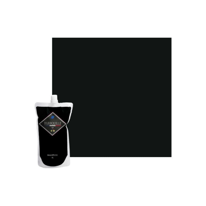 Barbouille - Acrylic paint washable satin For walls, ceilings, furniture and wood - 1L - Black Maleficio