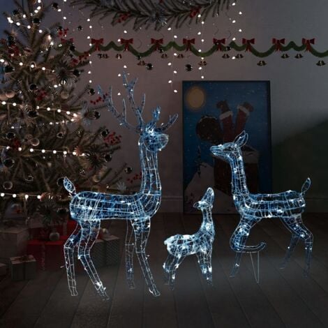 Acrylic Reindeer Family Christmas Decoration 300 LED Cold White vidaXL