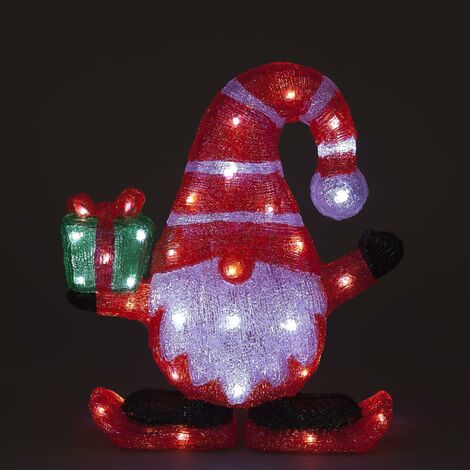 Acrylic Santa 40cm Gift Red White 50 LED Novelty Christmas Decoration Indoor Use