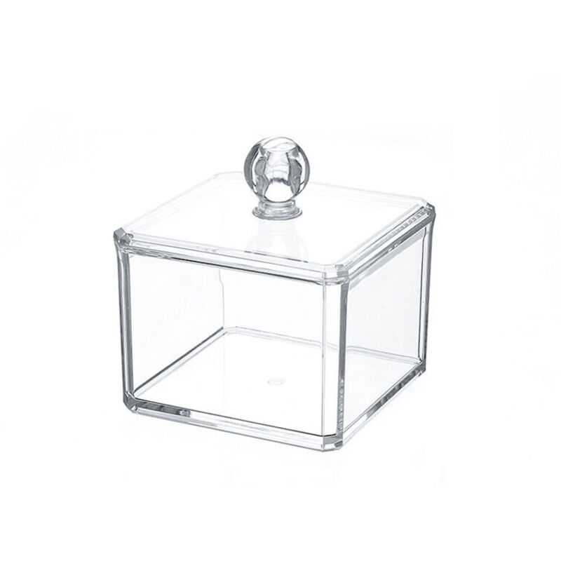 Acrylique Boite à Coton Demaquillant Distributeur de Coton Boîte de Rangement pour Cosmétiques Support étagère Simple，
