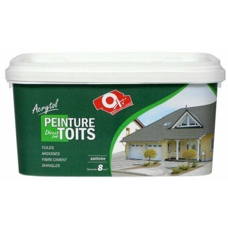 Fonteino Peinture Toit pour revêtement tuile ardoise toiture tôle ondulée -  Hydrofuge et flexible - Gris anthracite 1L