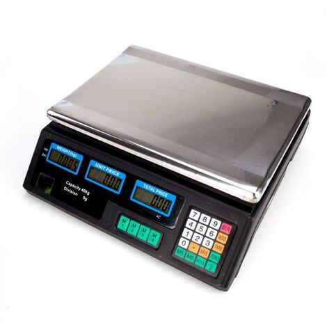ACS-30 40kg/5g Digital Price Computing Scale for Vegetable UK Plug Silver & Black