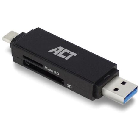 ACT Lecteur de cartes SD et Micro SD USB 3.2 Gen1, connecteur USB-C et Type-A