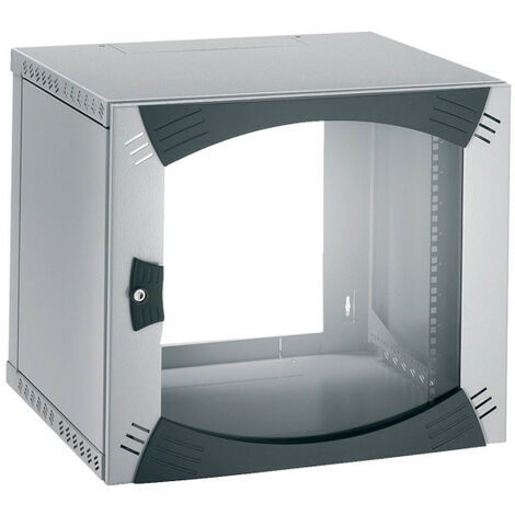 Actassi Coffret mural OPB 6U L600 P400 châssis fixe 19P - porte vitrée - R7035 (NSYOPB6U5F)
