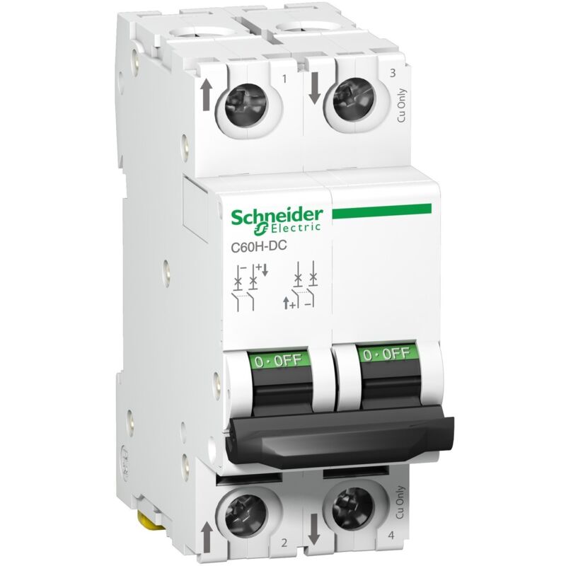 Schneider Electric - A9n61537 Disjoncteur Courant Continu Dc - 2p - 40a - Courbe c - à Vis - Schneider C60h-dc