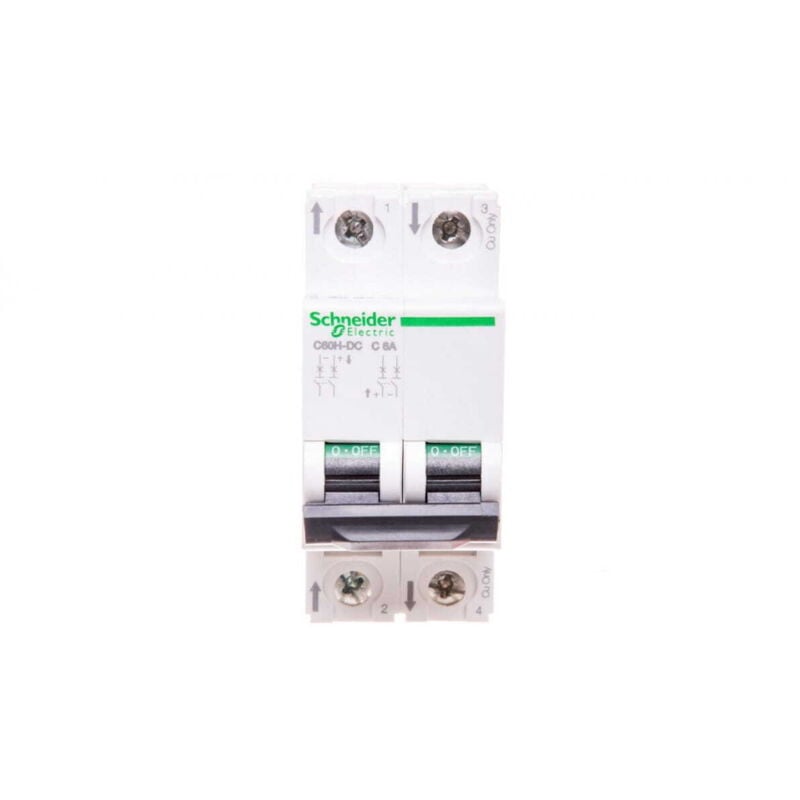 Schneider Electric - A9n61526 Disjoncteur Courant Continu Dc - 2p - 6a - Courbe c - à Vis - Schneider C60h-dc
