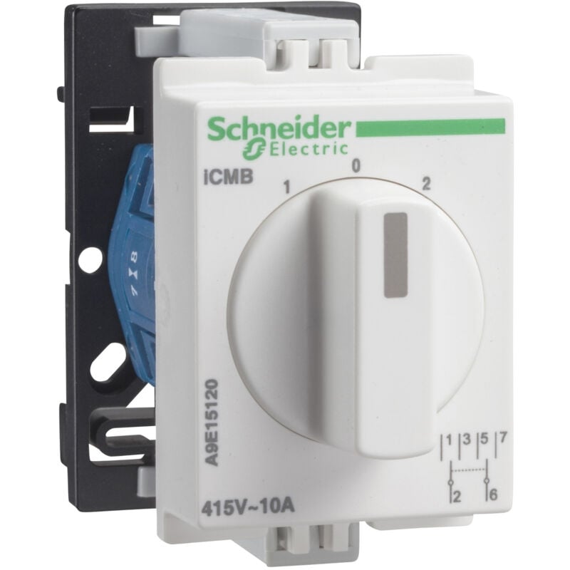 Schneider Electric - Acti9 iCMB commutateur rotatif bipolaire avec rappel à zéro 10A 2P 415VCA schneider A9E15120
