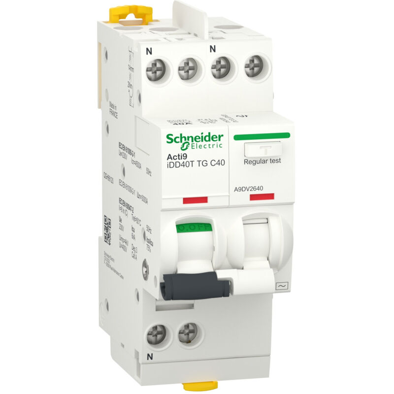 Acti9 iDD40T disjoncteur différentiel tête de groupe 1P+N C 40A 6kA 30mA AC SCHNEIDER A9DV2640