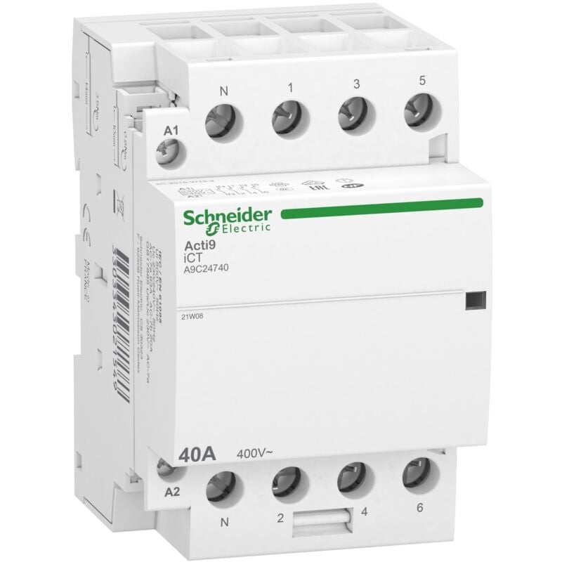Schneider Electric - Acti9 iDT40 ct - contacteur tête de groupe - 40A 3P+N 4NO 230/240VAC 50HZ
