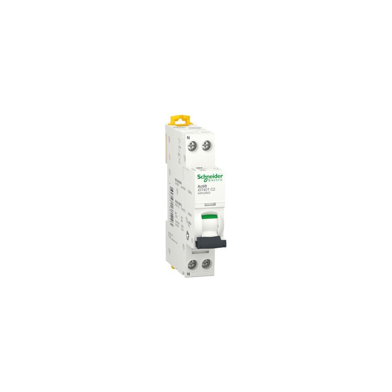 Schneider Electric - Acti9 IDT40 A9P22602 disjoncteur modulaire - 1P+N - 2A - courbe c - 4500A/6kA
