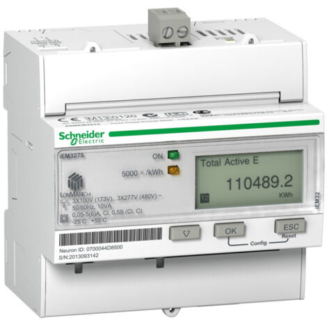 Acti9 iEM - compteur d'énergie tri - TI - multi-tarif - LON - MID (A9MEM3275)